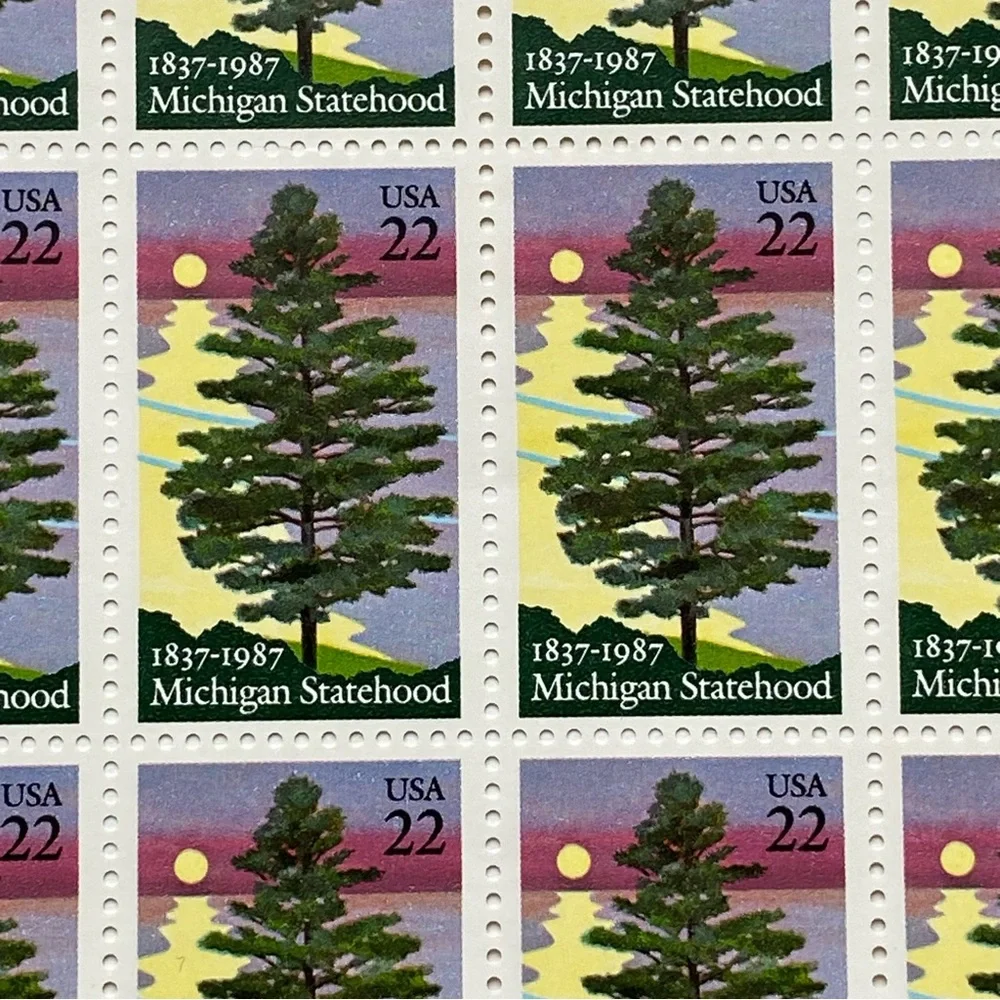 Michigan Statehood Stamps Full Sheet Of 50 US Scott 2246 Pine Tree 1987 MNH